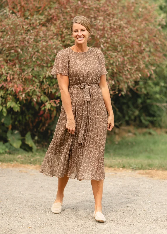 Pleated Self Tie Maxi Dress Elegant Tiered Maxi Dress
