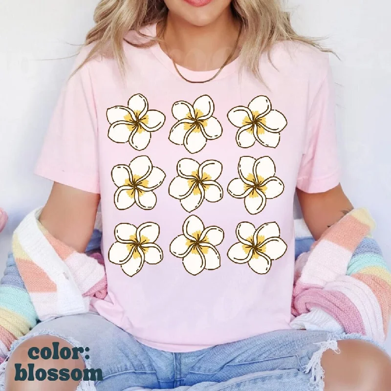 Plumeria Fields Hawaiian Beach Tee - Hawaiian Floral Tee - Trendy Oversized Beach Tee - Comfort Colors Oversized Unisex Tee Hooded Caped Shawl Collar