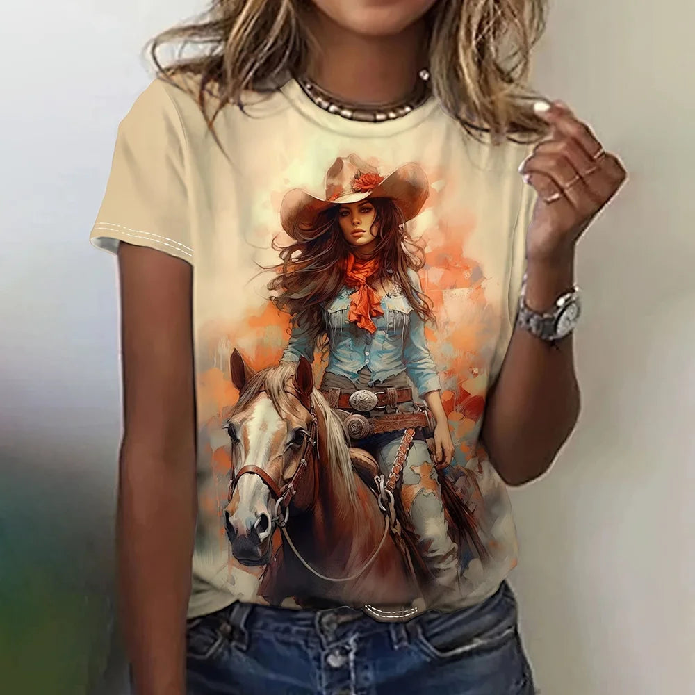 Ranch Cowgirl Print T-Shirt