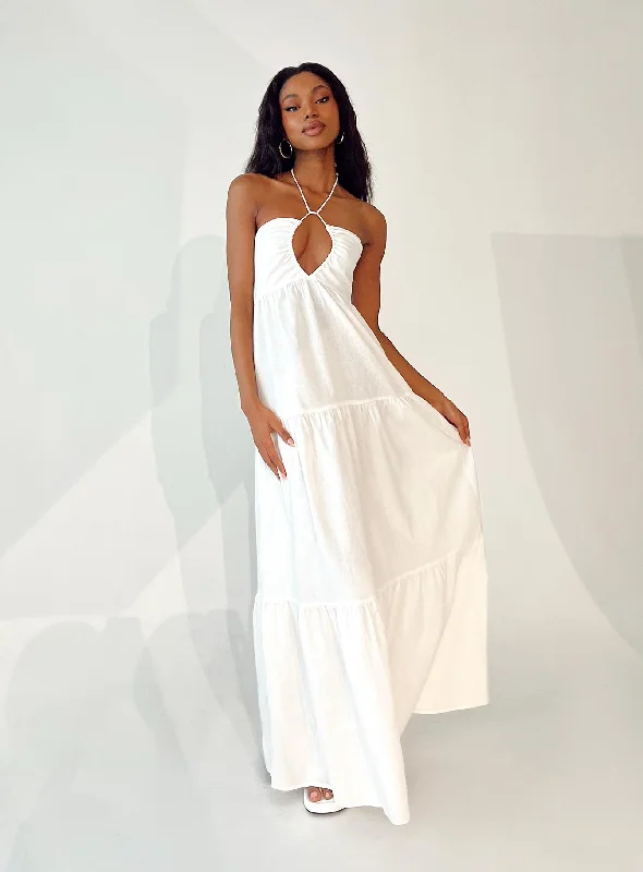 Lincoln Maxi Dress White Elegant Lace-Up Maxi Dress