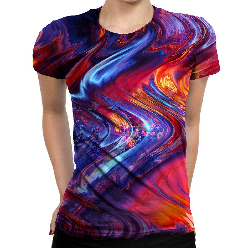 Red Beams Womens T-Shirt Chenille Blend Fleece Blend Nylon Blend