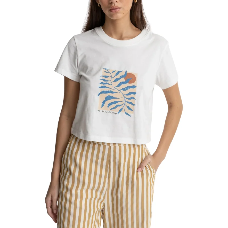 Womens Fern Vintage Crop Crew T-shirt Vintage White