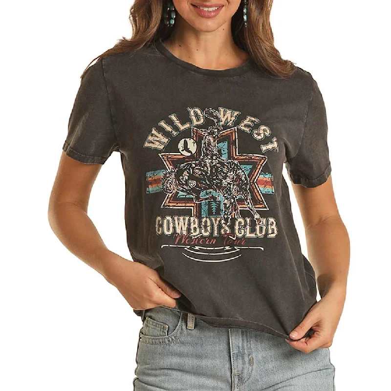 Rock & Roll Cowgirl Women's Wild West Graphic T-Shirt Layered Multi-layer Single Layer