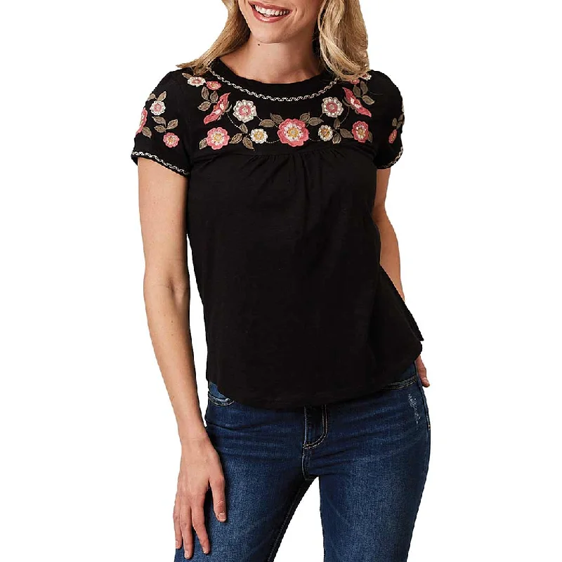 Roper Women's Floral Embroidered Yoke T-Shirt