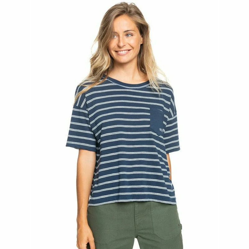 Roxy Winter Moon T-Shirt Ribbed Striped Patterned