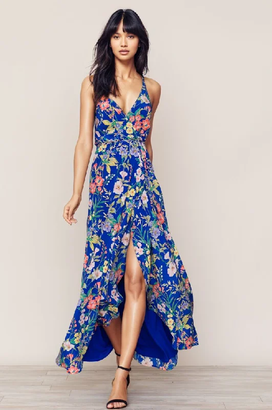 RUSH HOUR SILK MAXI DRESS Elegant Maxi Dress with Drapes