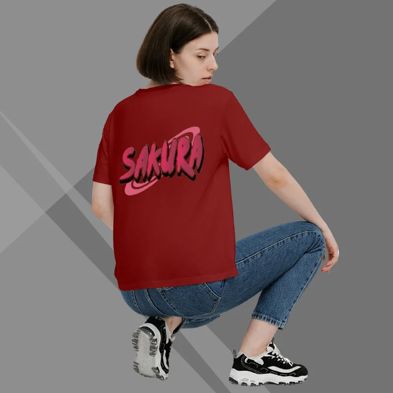 Sakura Printed Women's Black T-Shirt - Perfect for Anime Lover's Iron Safe Non-Iron Wrinkle Free Sakura Printed Women's Black T-Shirt - Perfect for Anime Lover's Iron Safe Non-Iron Wrinkle Free