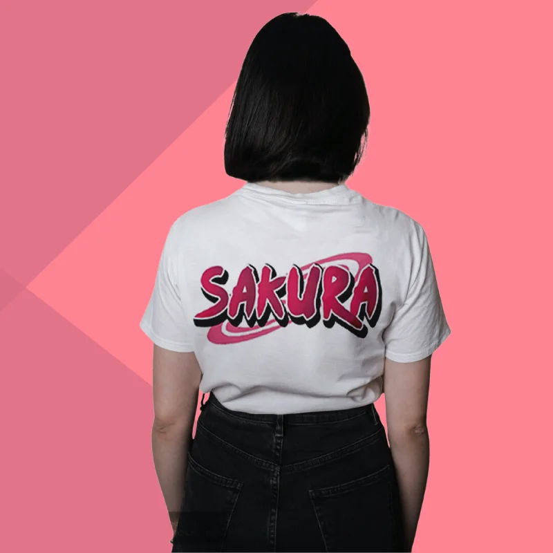 Sakura Printed Women's White T-Shirt - Perfect for Anime Lover's Front Pockets Side Pockets Patch Pockets Sakura Printed Women's White T-Shirt - Perfect for Anime Lover's Front Pockets Side Pockets Patch Pockets