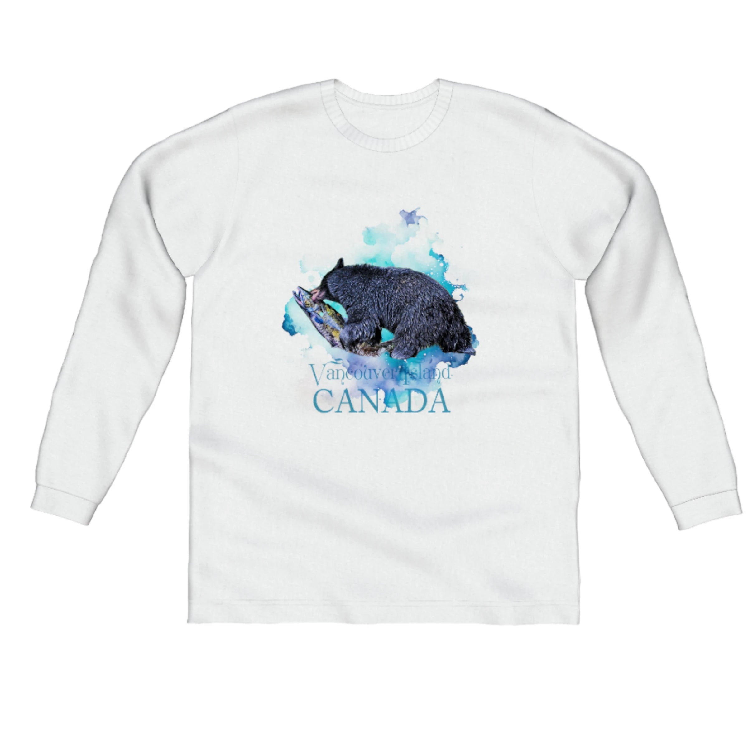 Salmon Bear Vancouver Island Canada Comfort Long Sleeve Unisex T-shirt Fleece Fabric Down Fabric Feather Fabric Salmon Bear Vancouver Island Canada Comfort Long Sleeve Unisex T-shirt Fleece Fabric Down Fabric Feather Fabric