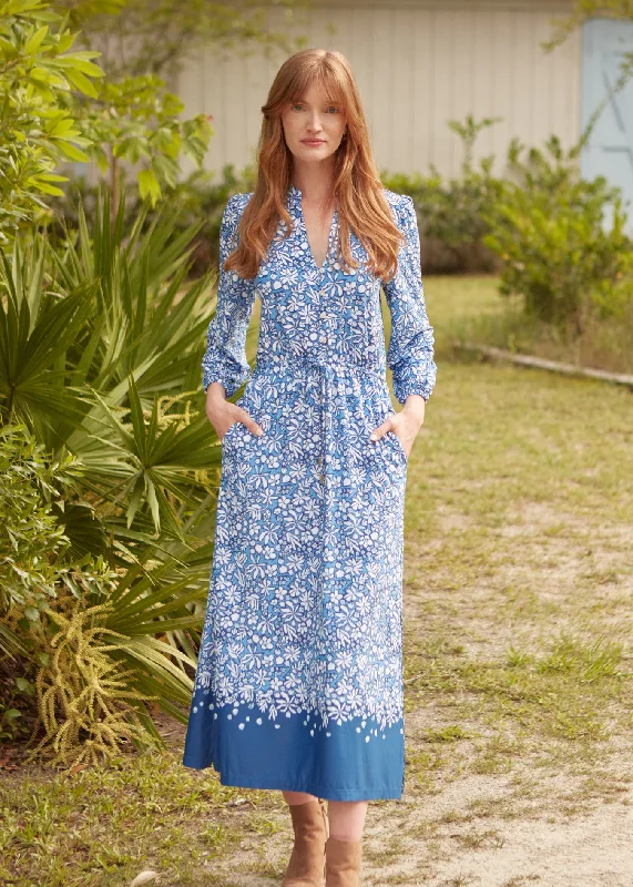 Seaside Floral Button Down Maxi Dress Stylish V-Neck Maxi Dress