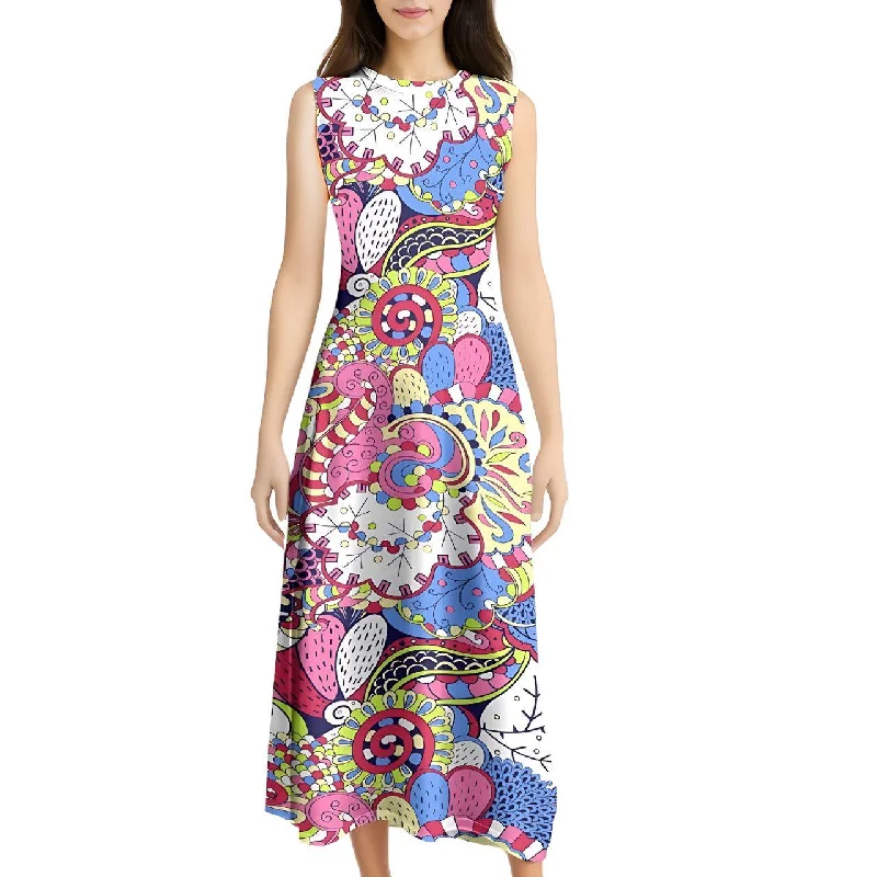 Sechia Sleeveless High Neck Maxi Dress Elegant Sleeveless Maxi Dress