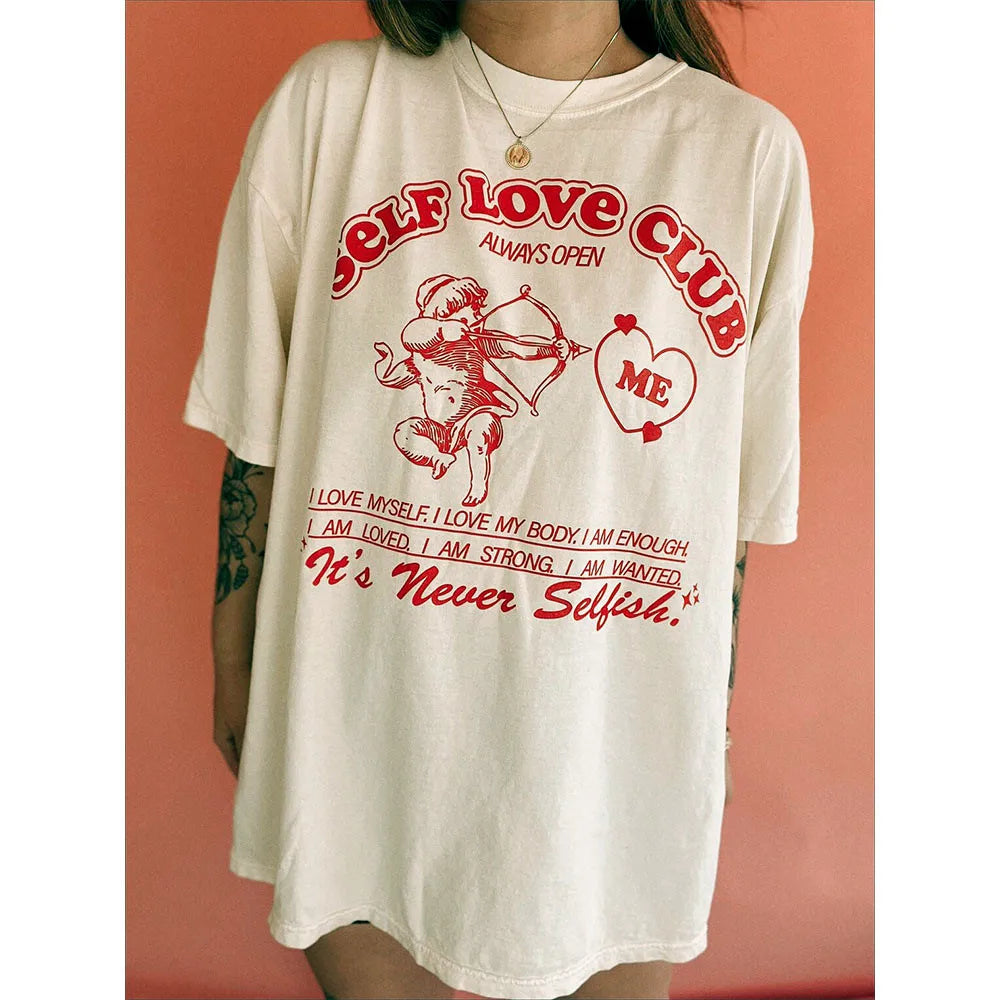 Self Love Club Oversized Tee Seamless Knitted Crochet