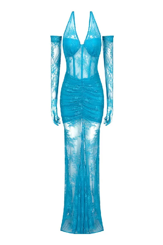 Sexy Opera Glove Sheer Lace Fishtail Sleeveless Halter Evening Maxi Dress Elegant Lace Maxi Dress Sexy Opera Glove Sheer Lace Fishtail Sleeveless Halter Evening Maxi Dress Elegant Lace Maxi Dress