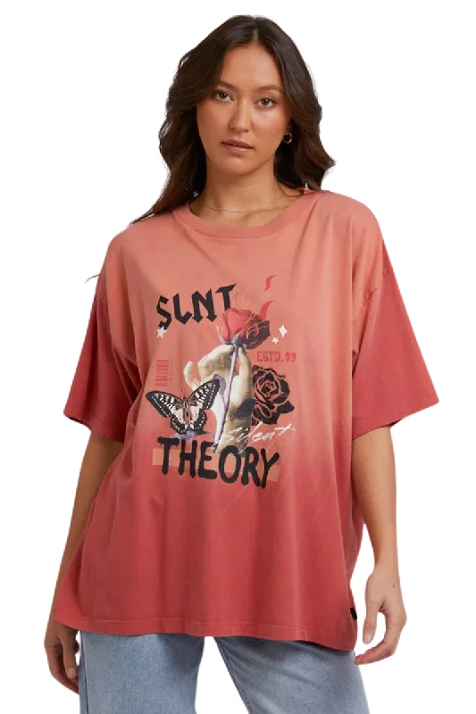 Silent Theory | Womens New Flame Tee (Washed Red) Cozy Warm Stylish