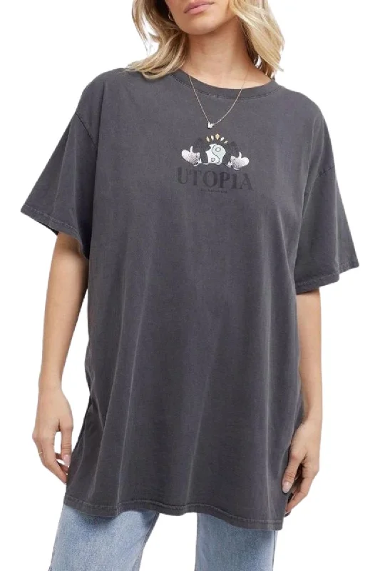 All About Eve | Womens Utopia Tee (Charcoal) Satin Blend Silk Blend Wool Blend