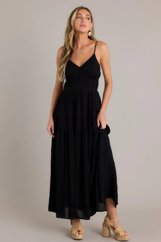 Skyline Grace Black Maxi Dress Comfortable Bohemian Maxi Dress