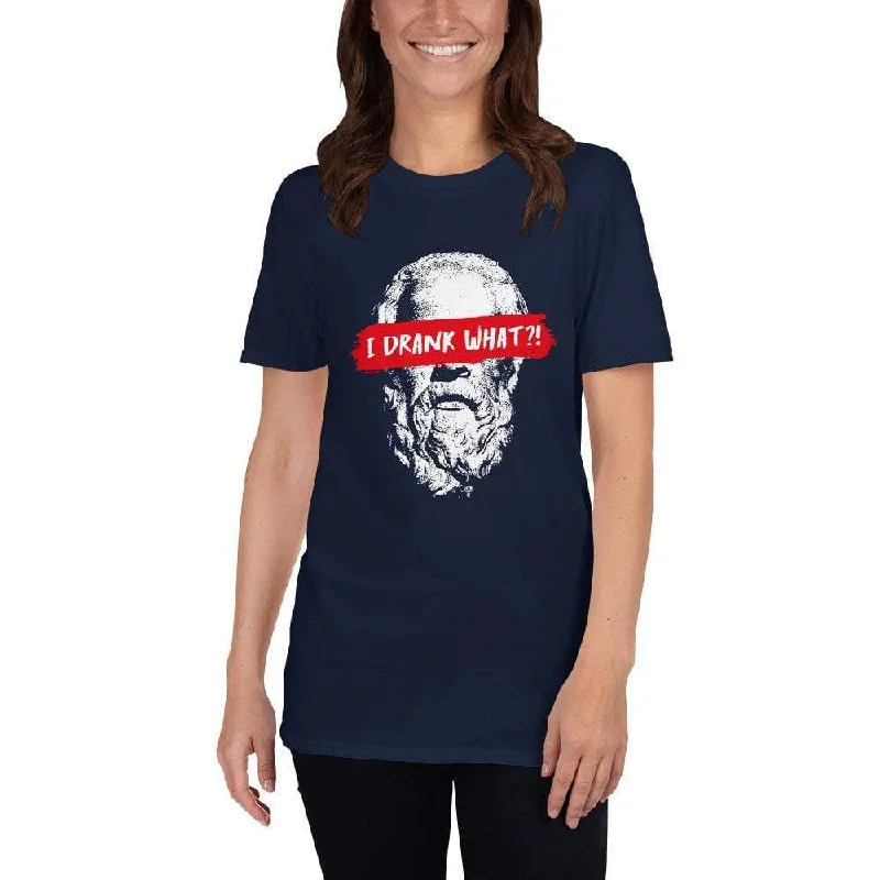 Socrates - I drank what?! - Premium T-Shirt Graphic Embroidered Appliqued