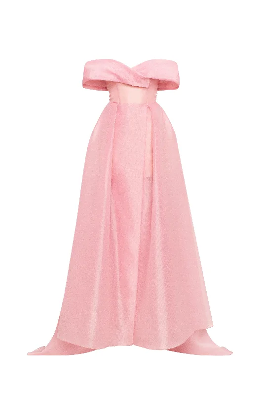 Sophisticated off-the-shoulder misty rose maxi dress, Garden of Eden Cozy Wrap Maxi Dress Sophisticated off-the-shoulder misty rose maxi dress, Garden of Eden Cozy Wrap Maxi Dress