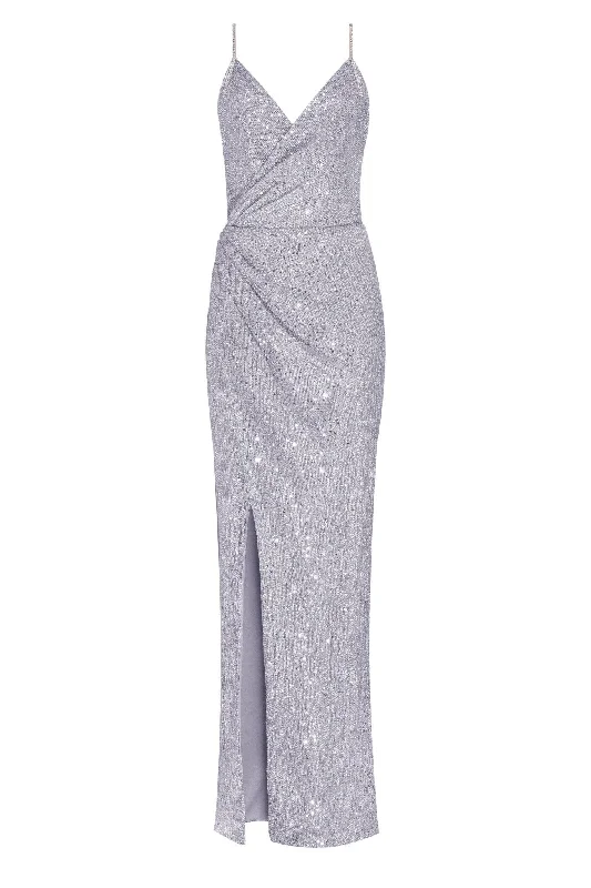 Spaghetti straps silver sparkling wrapped maxi dress Cozy Spaghetti Strap Maxi Dress Spaghetti straps silver sparkling wrapped maxi dress Cozy Spaghetti Strap Maxi Dress