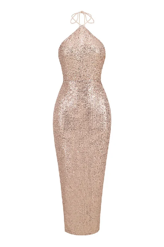Sparkly Sequin Halter Sleeveless Bodycon Backless Split Evening Maxi Dress Trendy Maxi Dress with Lace Sparkly Sequin Halter Sleeveless Bodycon Backless Split Evening Maxi Dress Trendy Maxi Dress with Lace