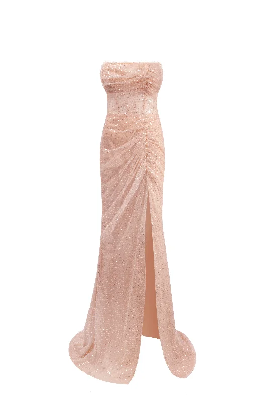 Spectacular sequined maxi dress in gold Cozy Knit Maxi Dress