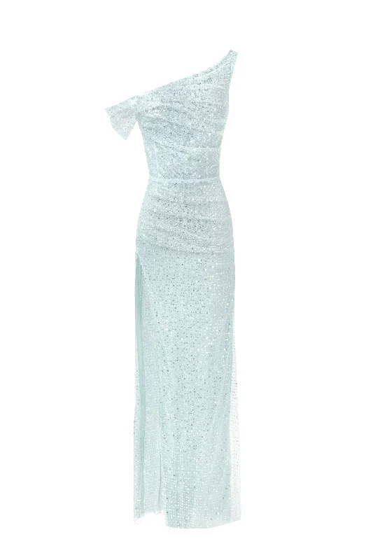 Striking sequined maxi dress in mint green Elegant Lace Maxi Dress