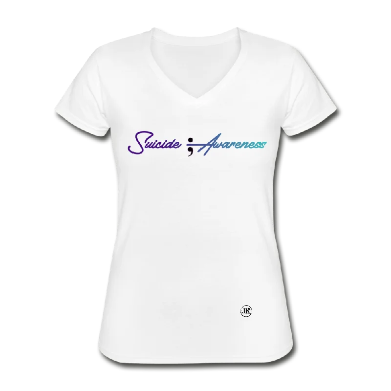 Suicide Survivor V-Neck Tee Mesh Blend Leather Blend Suede Blend