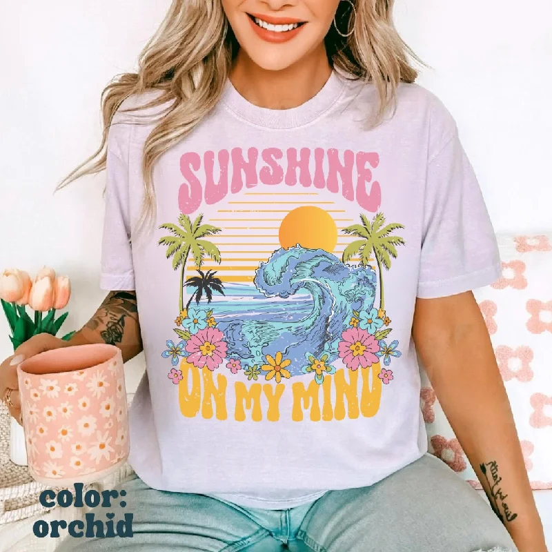 Sunshine on My Mind Beach Tee - Sunshine Aesthetic - Summer Beach Tee - Comfort Colors Oversized Women's Tee Knit Fabric Woven Fabric Fleece Fabric Sunshine on My Mind Beach Tee - Sunshine Aesthetic - Summer Beach Tee - Comfort Colors Oversized Women's Tee Knit Fabric Woven Fabric Fleece Fabric