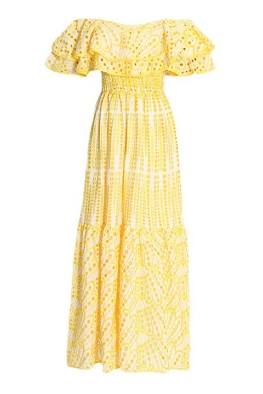 Swing Layered Ruffle Off Shoulder Broderie Anglaise Boho Chic Maxi Dress Casual Maxi Dress with Pockets Swing Layered Ruffle Off Shoulder Broderie Anglaise Boho Chic Maxi Dress Casual Maxi Dress with Pockets