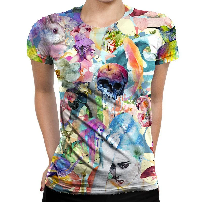Temporarily Out Of Order Womens T-Shirt Striped Floral Plaid