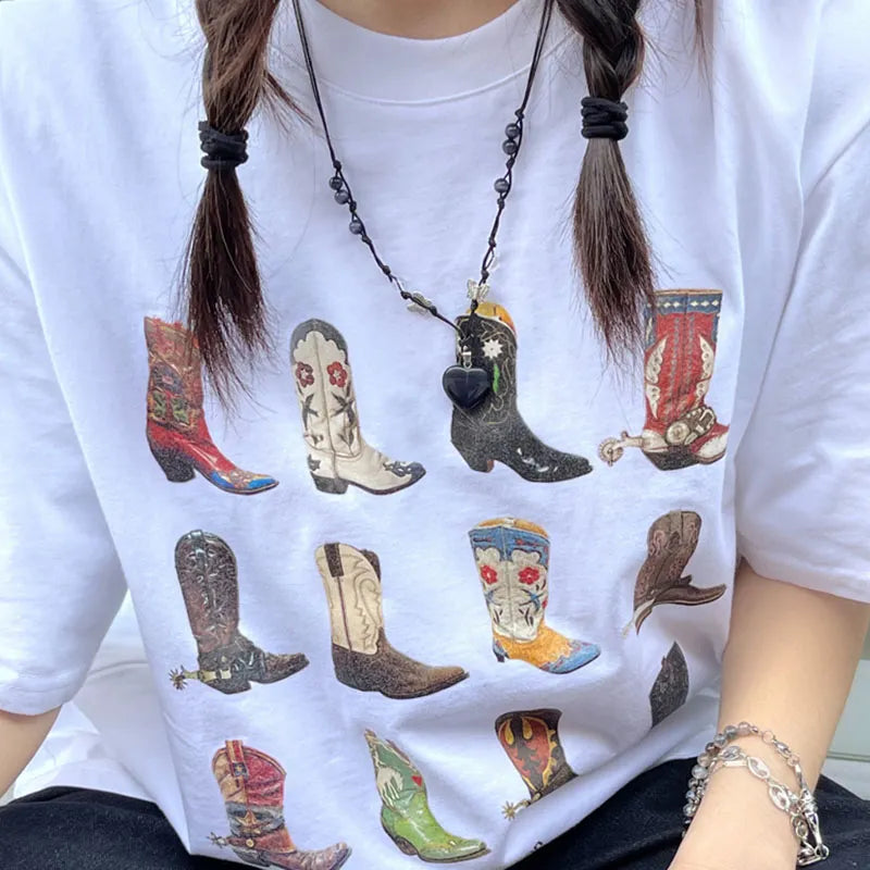 Texas Western Boot T-Shirt Knit Fabric Woven Fabric Fleece Fabric
