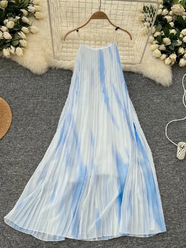Timeless Impression Sky Blue Pleated Maxi Dress Comfortable Fitted Maxi Dress