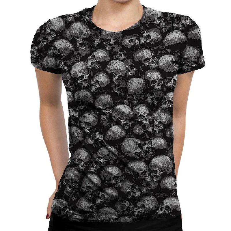Totally Gothic Womens T-Shirt Print Jacquard Patchwork