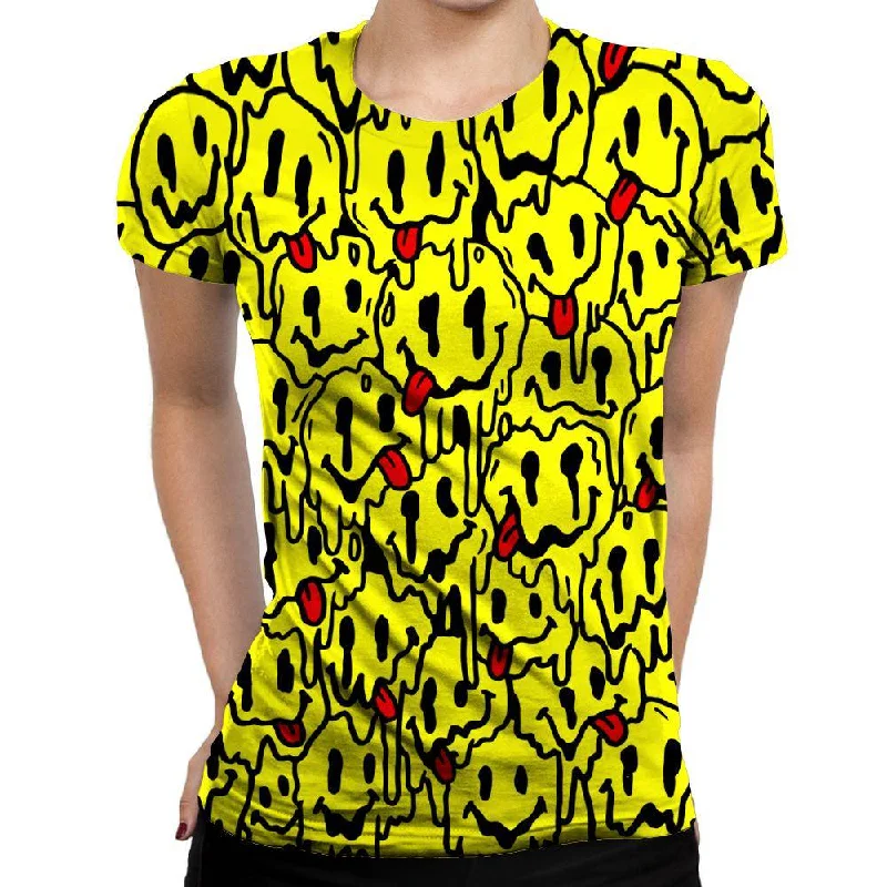 Trippy Emoji Womens T-Shirt Wool Fabric Cashmere Fabric Tweed Fabric