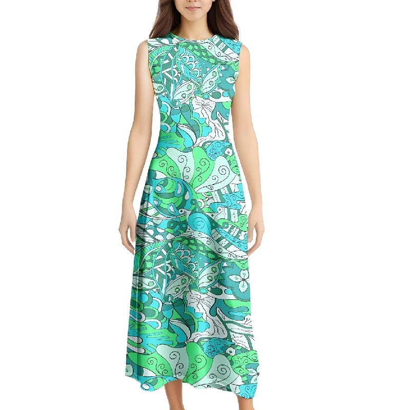 Umibe Sleeveless High Neck Maxi Dress Fashionable High-Low Maxi Dress