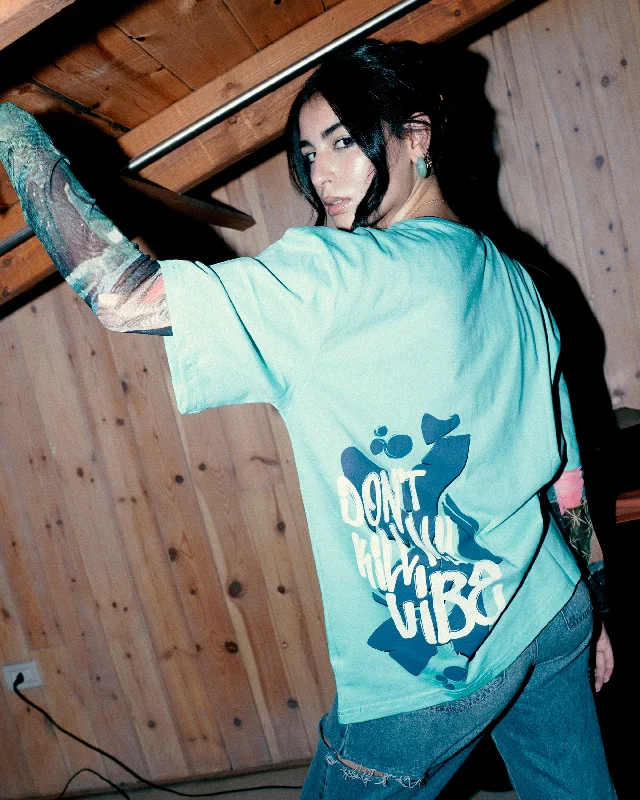 Vibe Unisex Oversized SS T-Shirt - Mint Green Wool Fabric Cashmere Fabric Tweed Fabric