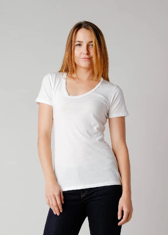 Brooklyn Denim Co. Organic Cotton Swoop Neck Tee - White