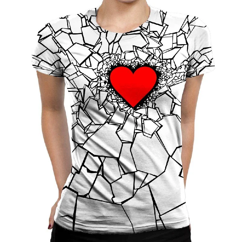 White Heart Break Womens T-Shirt