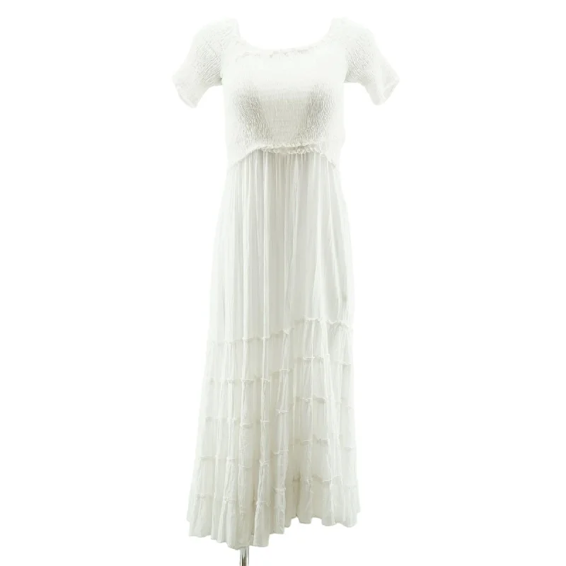 White Solid Maxi Dress Comfortable Bohemian Maxi Dress
