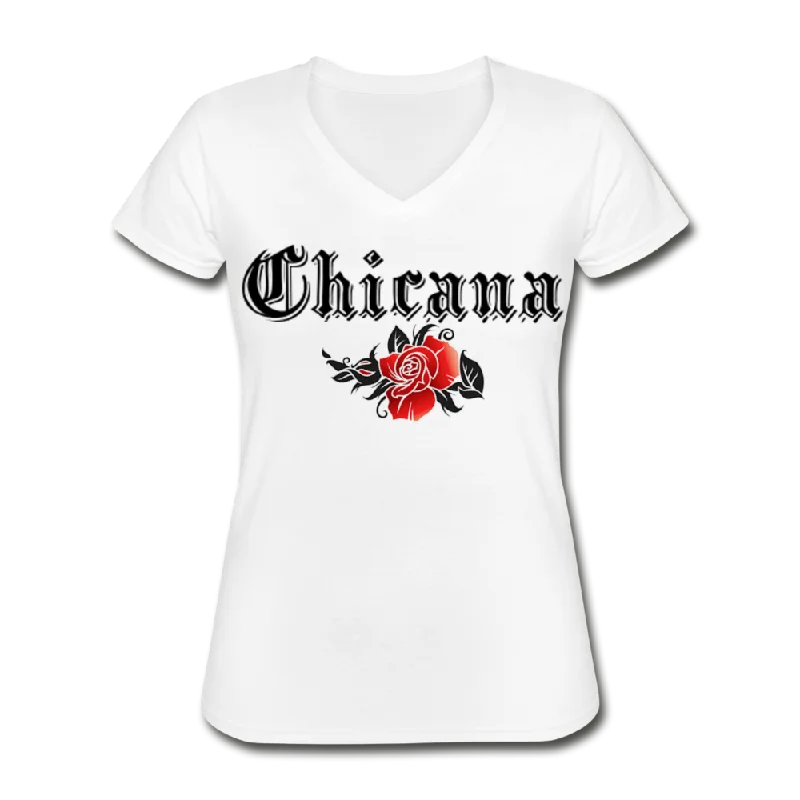 Women's Chicana V-Neck Tee Jersey Fabric Tulle Fabric Batik Fabric