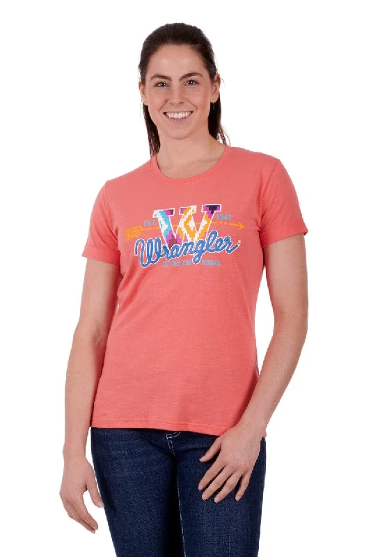 Wrangler Tee Womens Nova Coral Sequined Glittery Shiny