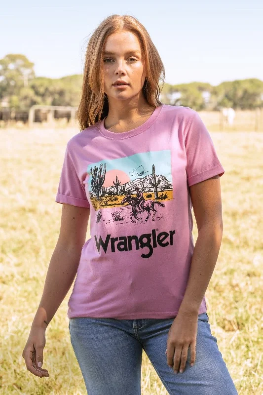 Wrangler Tee Womens Tegan Denim Fabric Leather Fabric Suede Fabric