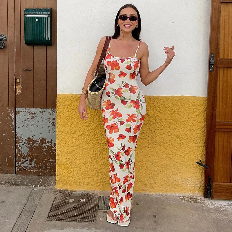 Yara Floral Print Maxi Dress Trendy Fit-and-Flare Maxi Dress