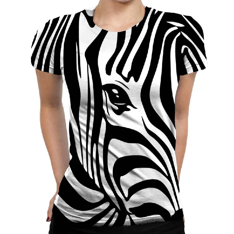 Zebra Stripes Womens T-Shirt Lace Blend Ribbed Blend Corduroy Blend