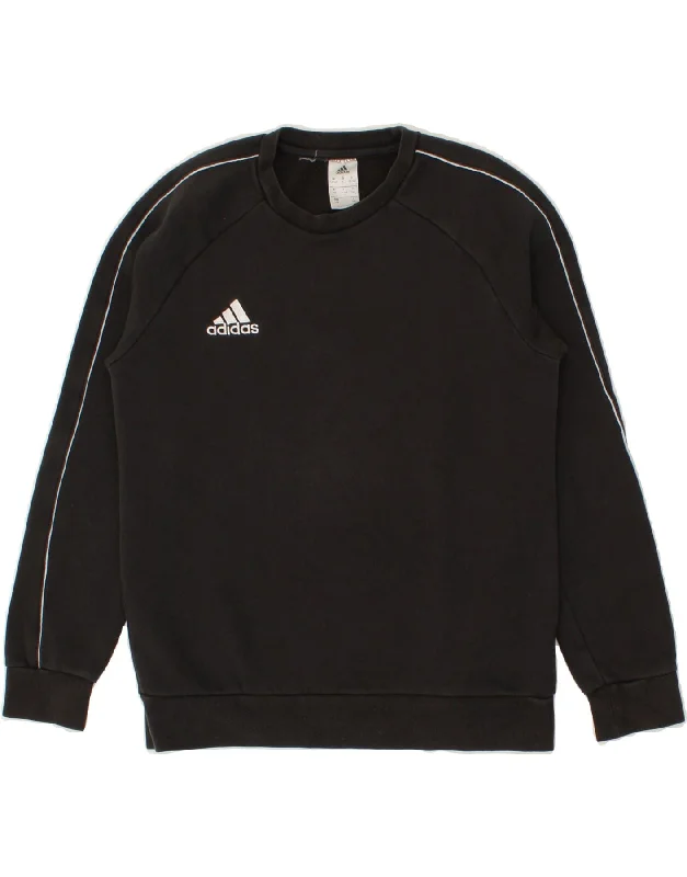 ADIDAS Boys Hoodie Jumper 13-14 Years Black Hoodie with Back Slit Movement Comfort