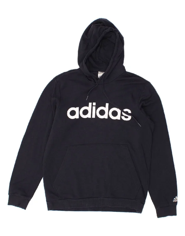 ADIDAS Mens Graphic Hoodie Jumper Large Navy Blue Hoodie with Snap Buttons Easy Quick ADIDAS Mens Graphic Hoodie Jumper Large Navy Blue Hoodie with Snap Buttons Easy Quick