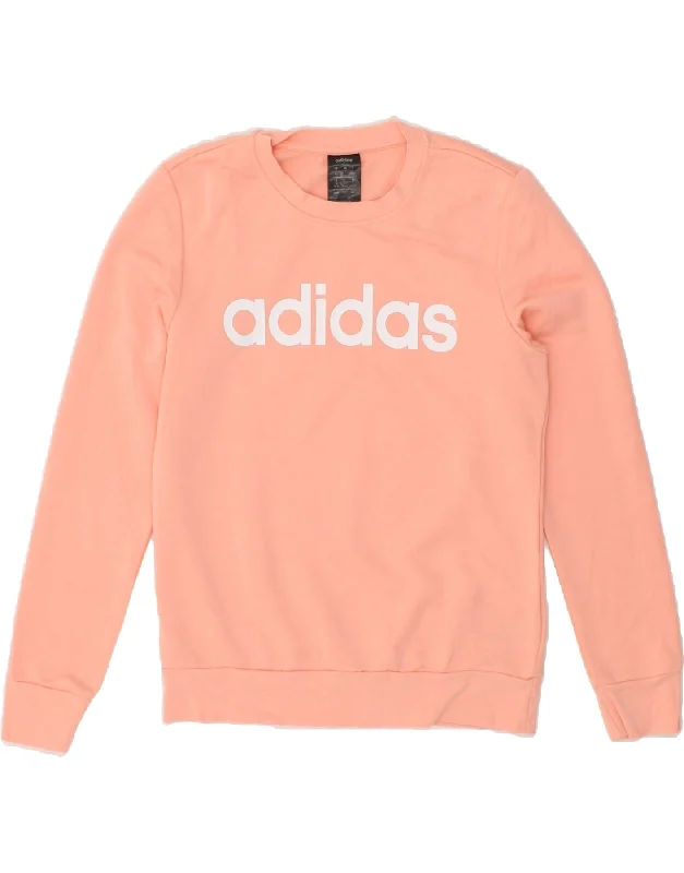 ADIDAS Womens Graphic Sweatshirt Jumper UK 8/10 Small Pink Hoodie with Mesh Breathable Sporty ADIDAS Womens Graphic Sweatshirt Jumper UK 8/10 Small Pink Hoodie with Mesh Breathable Sporty