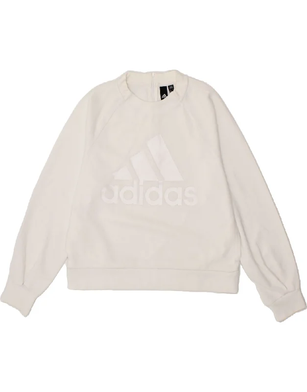 ADIDAS Womens Graphic Sweatshirt Jumper UK 8/10 Small White Polyester