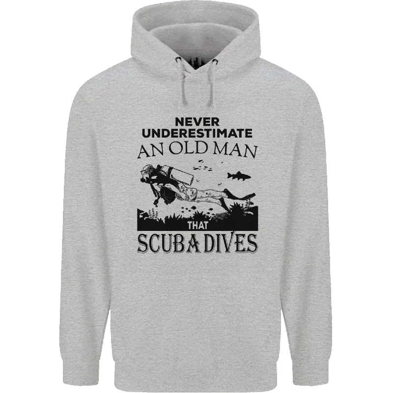 An Old Man That Scuba Dives Diver Dive Mens 80% Cotton Hoodie