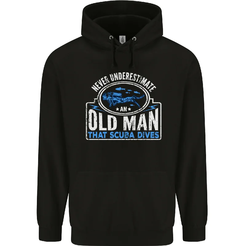 An Old Man That Scuba Dives Diver Diving Mens 80% Cotton Hoodie